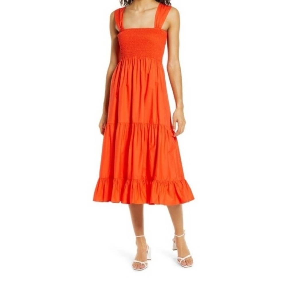 Zara Orange Sleeveless Maxi Dress